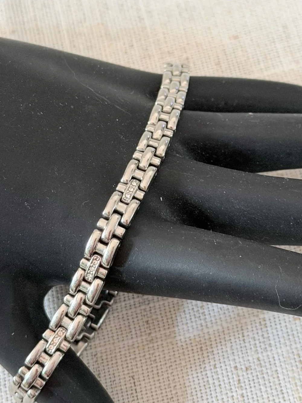 Citizen Silver Link Bracelet with Crystal Accents